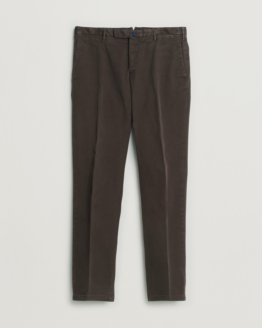 Hombres | Pantalones | Pre-owned | Incotex Slim Fit Cotton Stretch Chinos Dark Brown