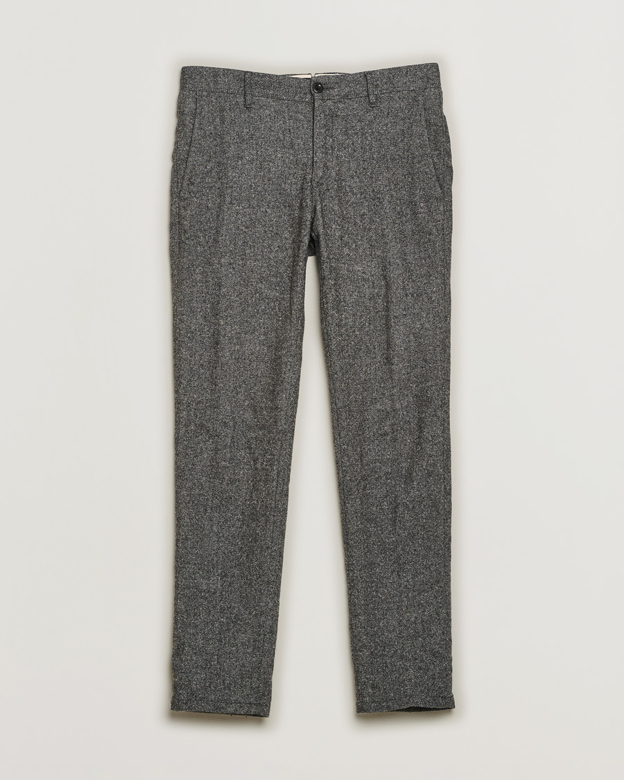 Hombres | Pantalones | Pre-owned | Incotex Slim Fit Washed Wool/Silk Slacks Grey Melange