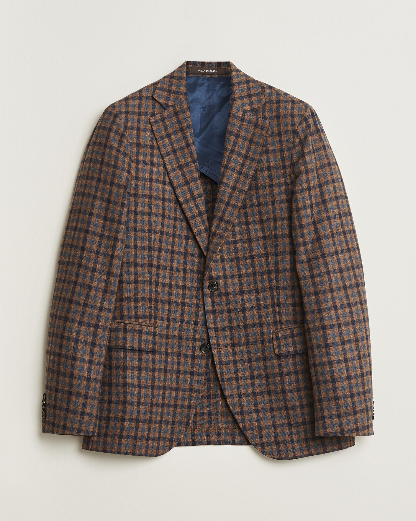 Hombres | Pre-owned Blazers | Pre-owned | Oscar Jacobson Egel Checked Wool Blazer Brown 50