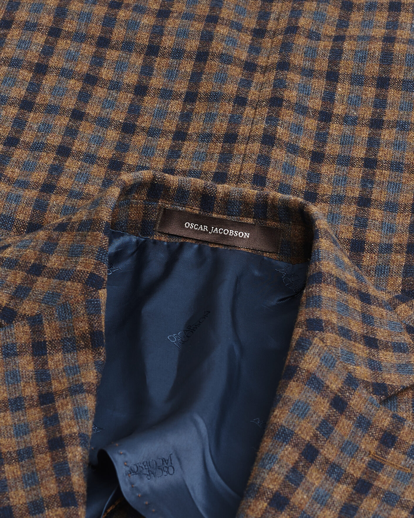 Hombres | Pre-owned Blazers | Pre-owned | Oscar Jacobson Egel Checked Wool Blazer Brown 50