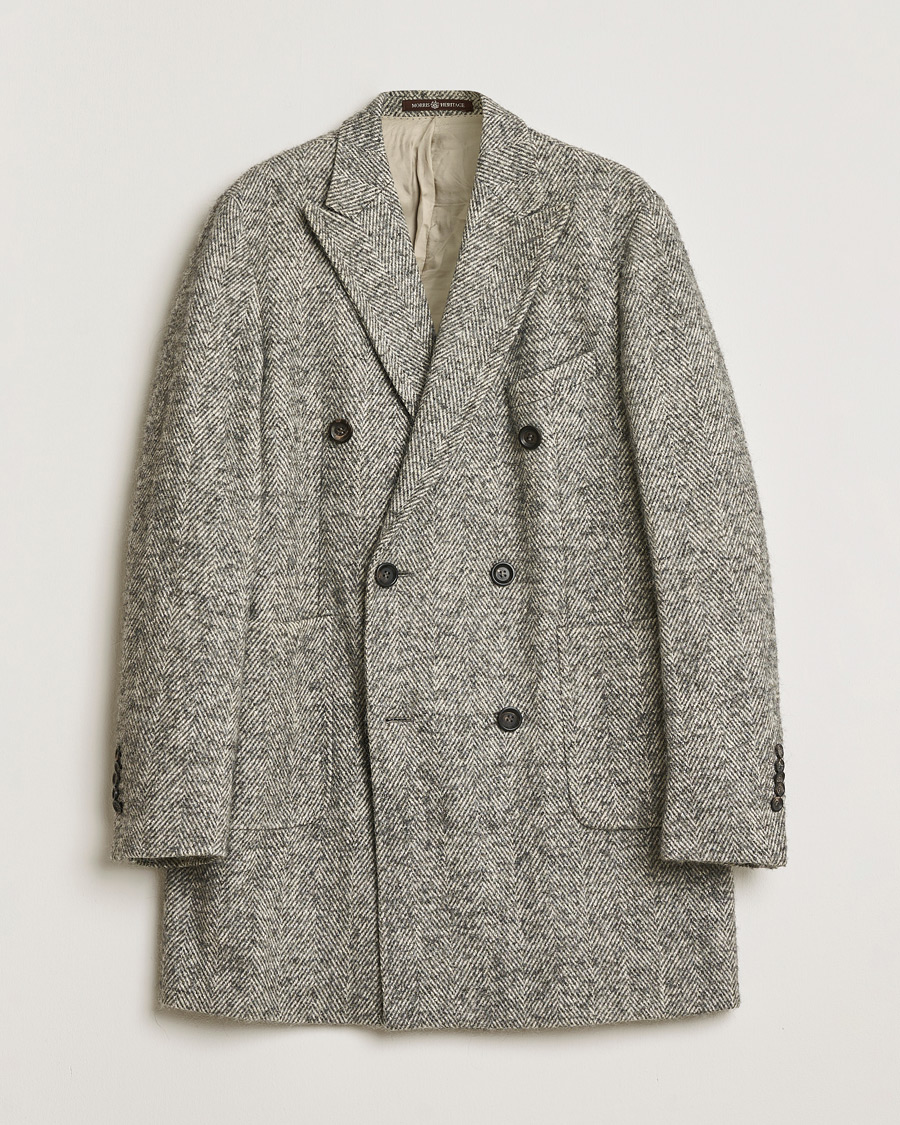 Hombres | Pre-owned Chaquetas | Pre-owned | Morris Double Breasted Herringbone Wool Coat Grey 52