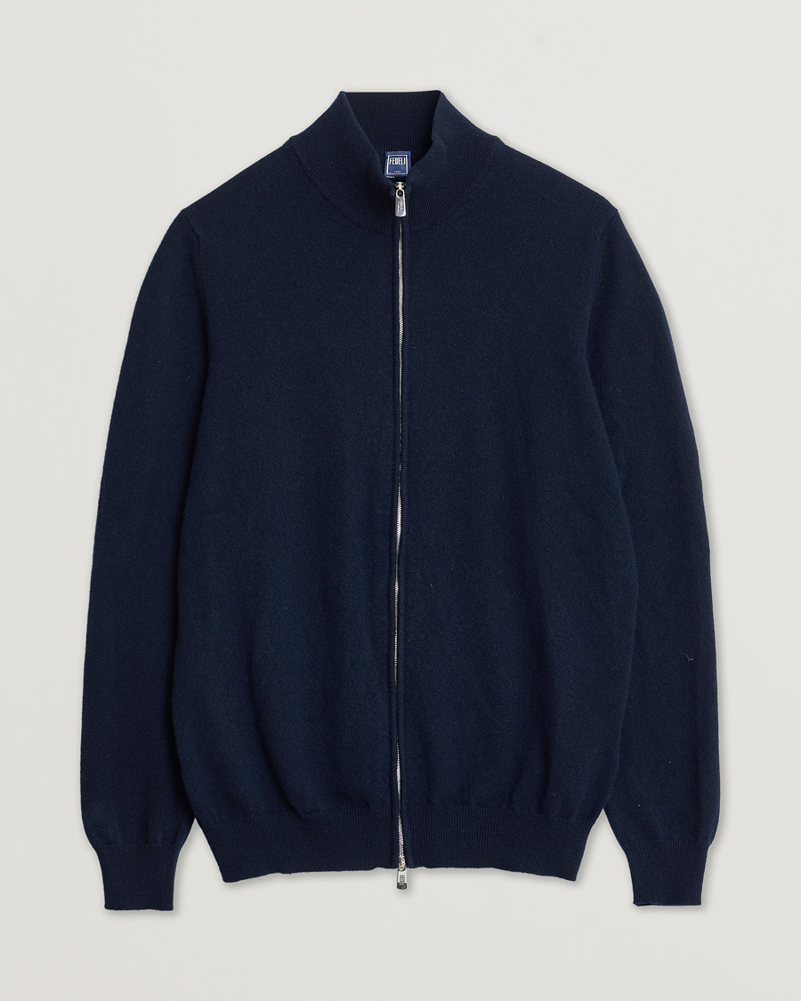 Hombres | Pre-owned Jerséis | Pre-owned | Fedeli Cashmere Full Zip Navy 48