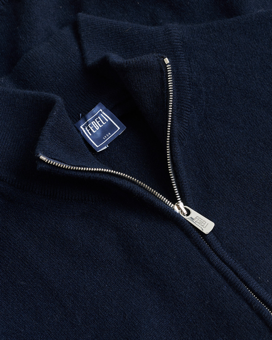 Hombres | Pre-owned Jerséis | Pre-owned | Fedeli Cashmere Full Zip Navy 48