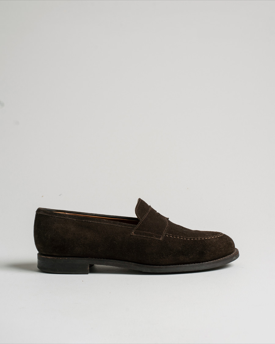 Hombres | Morjas Penny Loafer Dark Brown Suede UK9 - EU43 | Pre-owned | Morjas Penny Loafer Dark Brown Suede UK9 - EU43