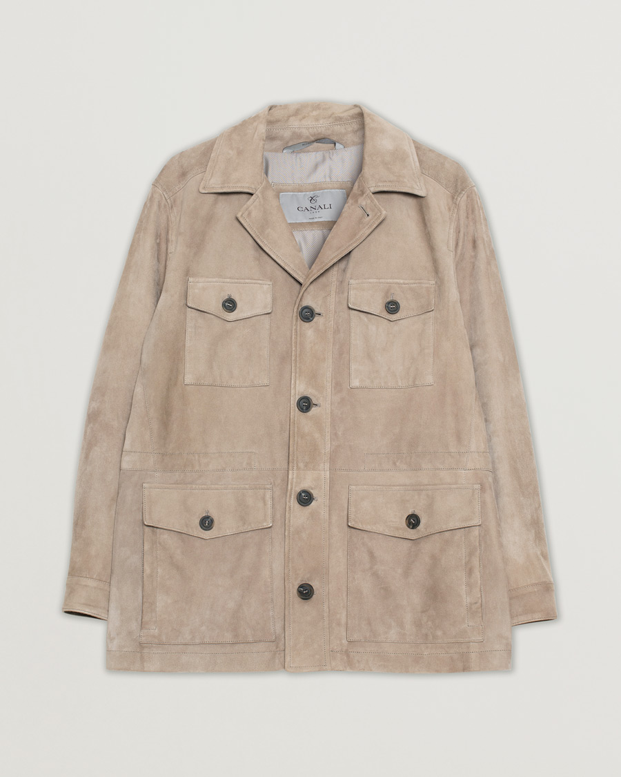Hombres | Abrigos y chaquetas | Pre-owned | Canali Suede Safari Jacket Beige 50