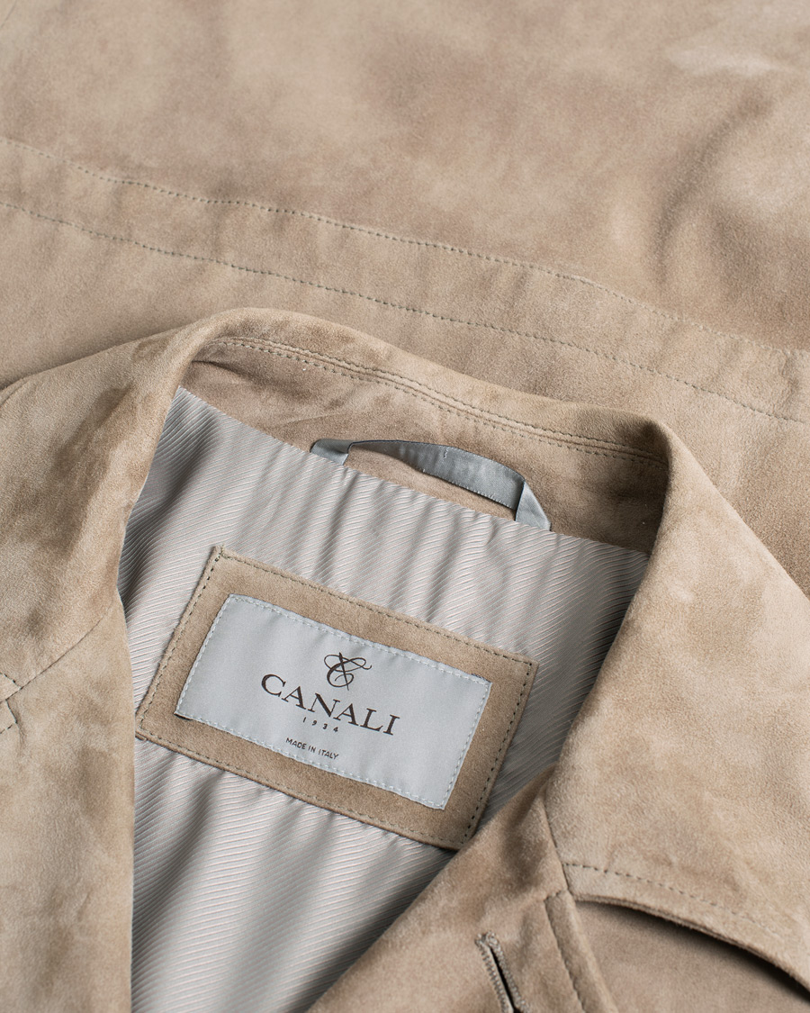 Hombres | Abrigos y chaquetas | Pre-owned | Canali Suede Safari Jacket Beige 50