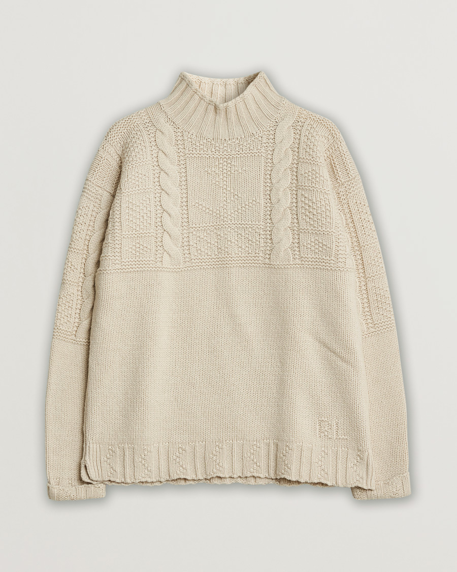 Hombres | Polo Ralph Lauren Wool Knitted Aran Rollneck Cream | Pre-owned | Polo Ralph Lauren Wool Knitted Aran Rollneck Cream