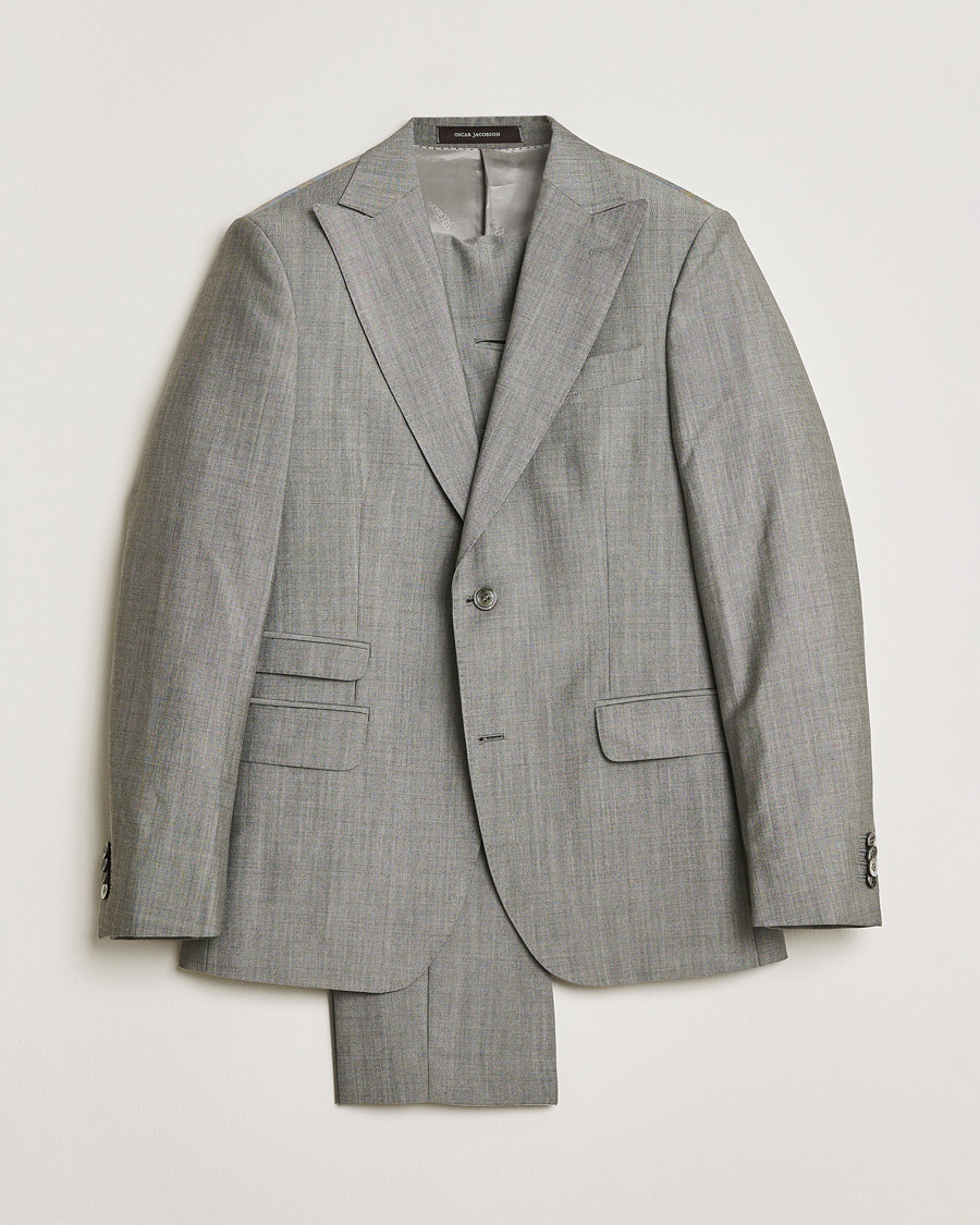 Hombres | Oscar Jacobson Elmer Suit Grey Melange 48 | Pre-owned | Oscar Jacobson Elmer Suit Grey Melange 48