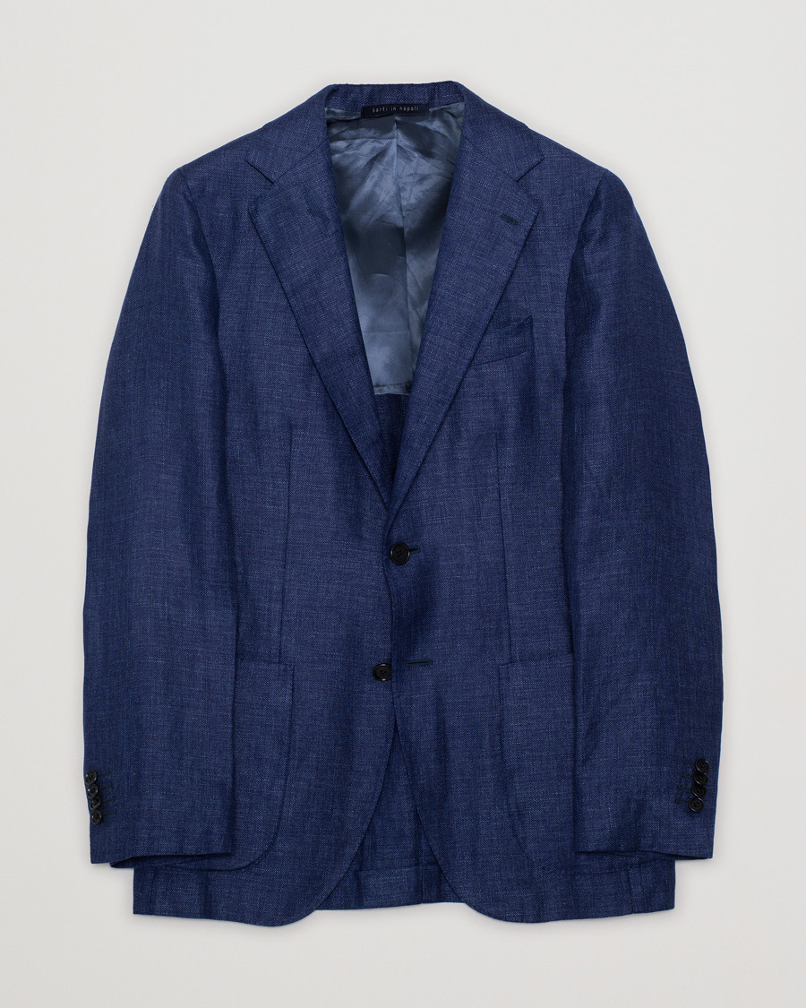 Hombres | Blazers | Pre-owned | Gaiola Napoli Wool/Linen Blazer Blue 46