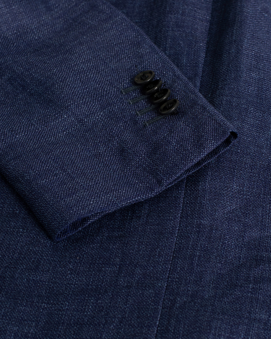 Hombres | Blazers | Pre-owned | Gaiola Napoli Wool/Linen Blazer Blue 46