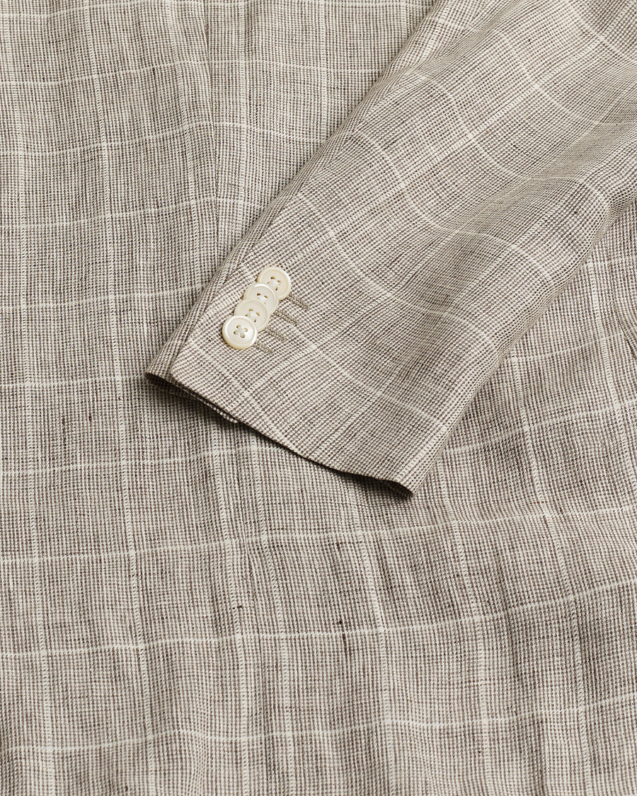 Hombres | Pre-owned Blazers | Pre-owned | Corneliani Linen Blazer Light Beige Check 48