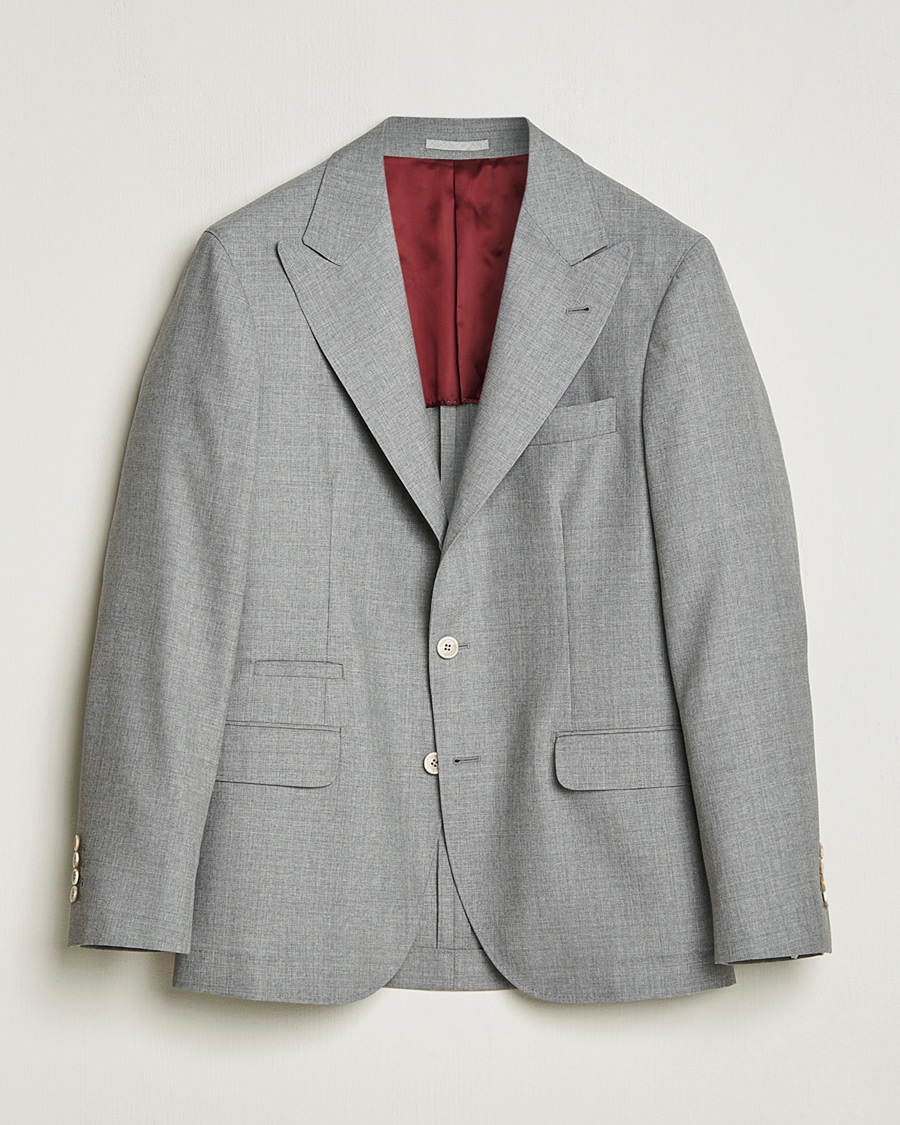 Hombres | Pre-owned Blazers | Pre-owned | Brunello Cucinelli Peak Lapel Wool Blazer Light Grey