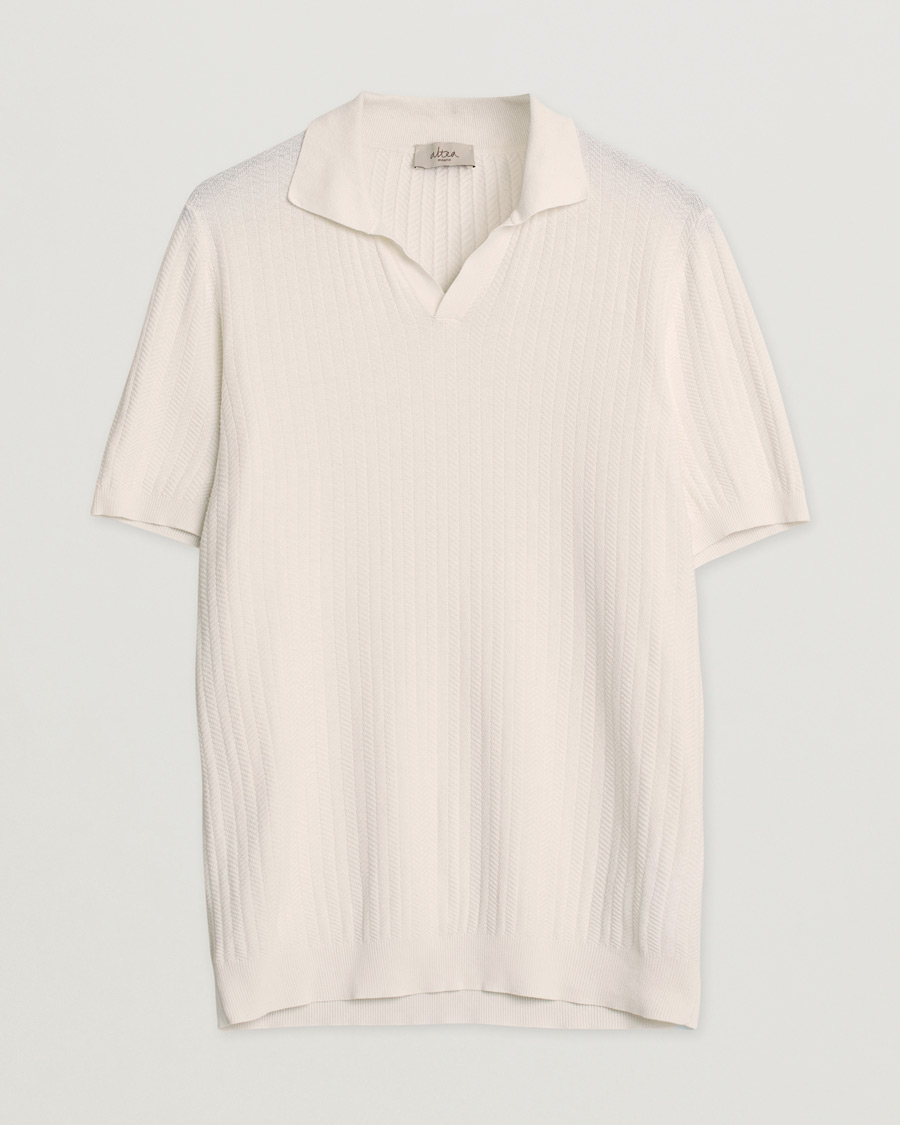 Hombres | Polos | Pre-owned | Altea Knitted Chevron Polo Off White