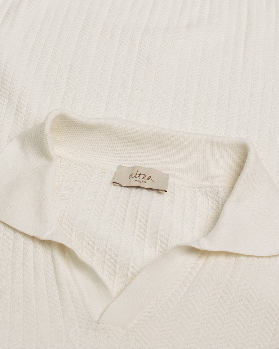 Hombres | Polos | Pre-owned | Altea Knitted Chevron Polo Off White