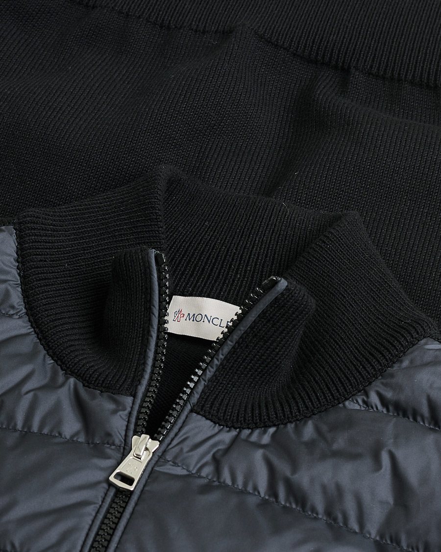 Hombres | Moncler Hybrid Zip Cardigan Black | Pre-owned | Moncler Hybrid Zip Cardigan Black