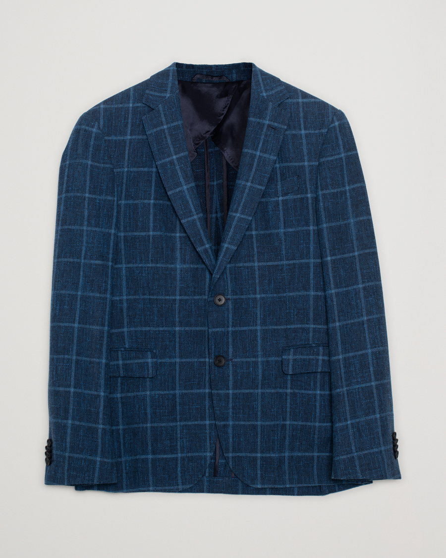 Hombres | Blazers | Pre-owned | Hugo Boss Nobis Checked Blazer Dark Blue 46