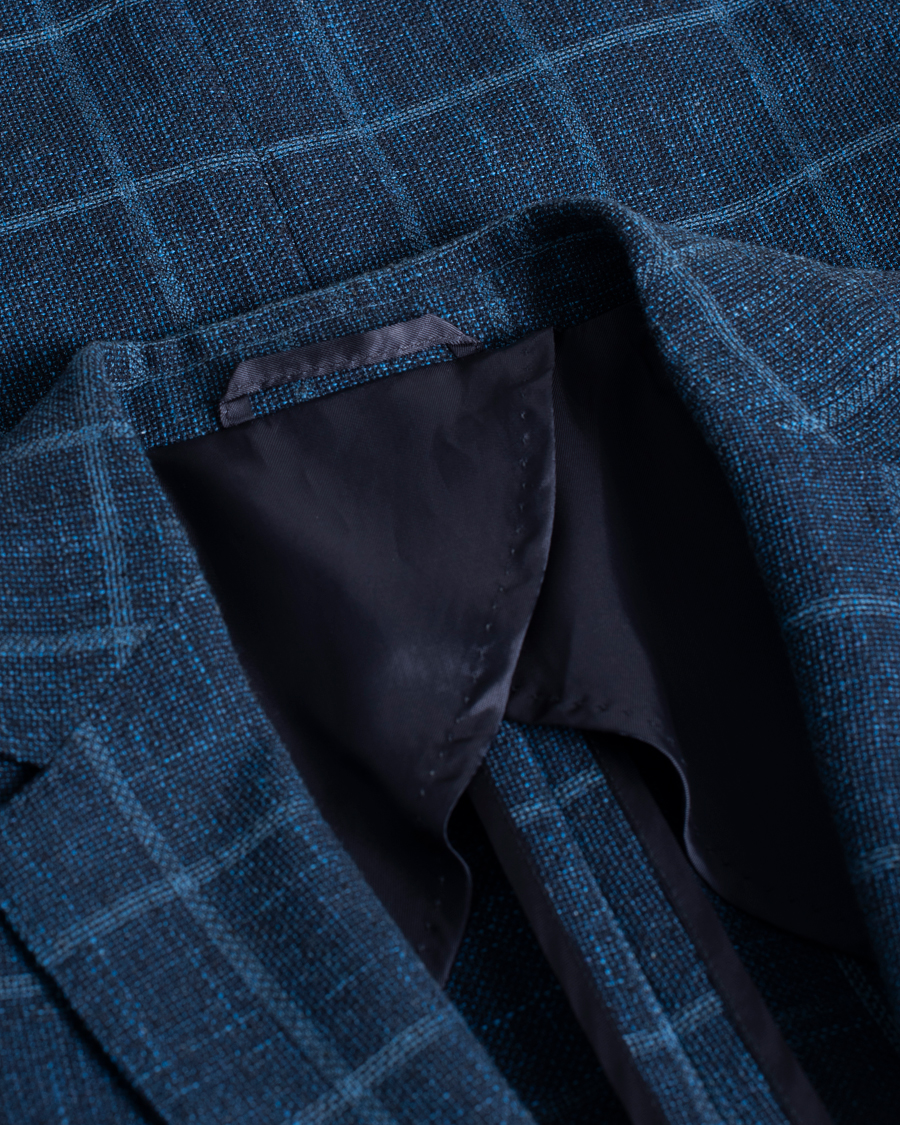 Hombres | Blazers | Pre-owned | Hugo Boss Nobis Checked Blazer Dark Blue 46