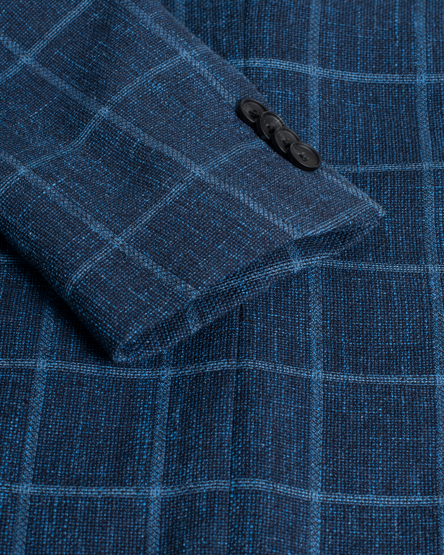 Hombres | Blazers | Pre-owned | Hugo Boss Nobis Checked Blazer Dark Blue 46