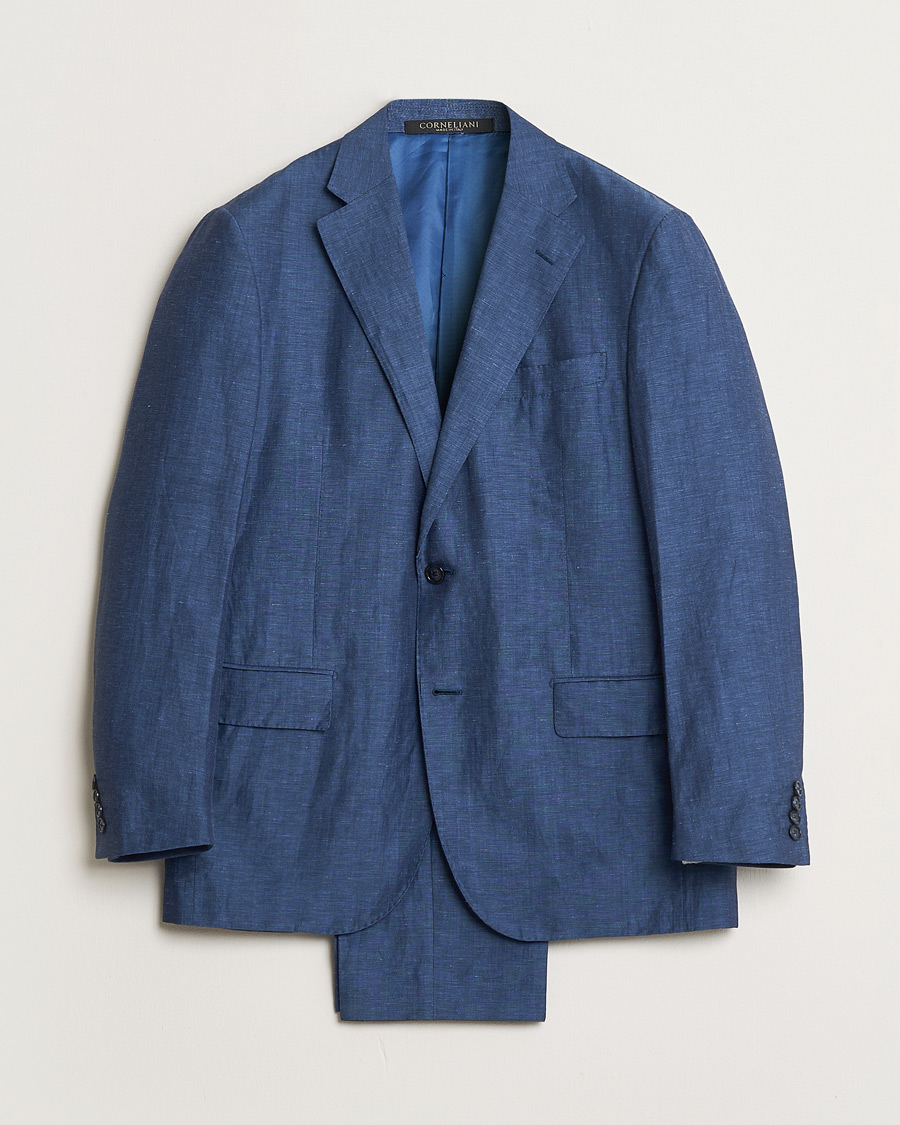 Hombres | Pre-owned Trajes | Pre-owned | Corneliani Linen/Wool Blend Suit Blue 52