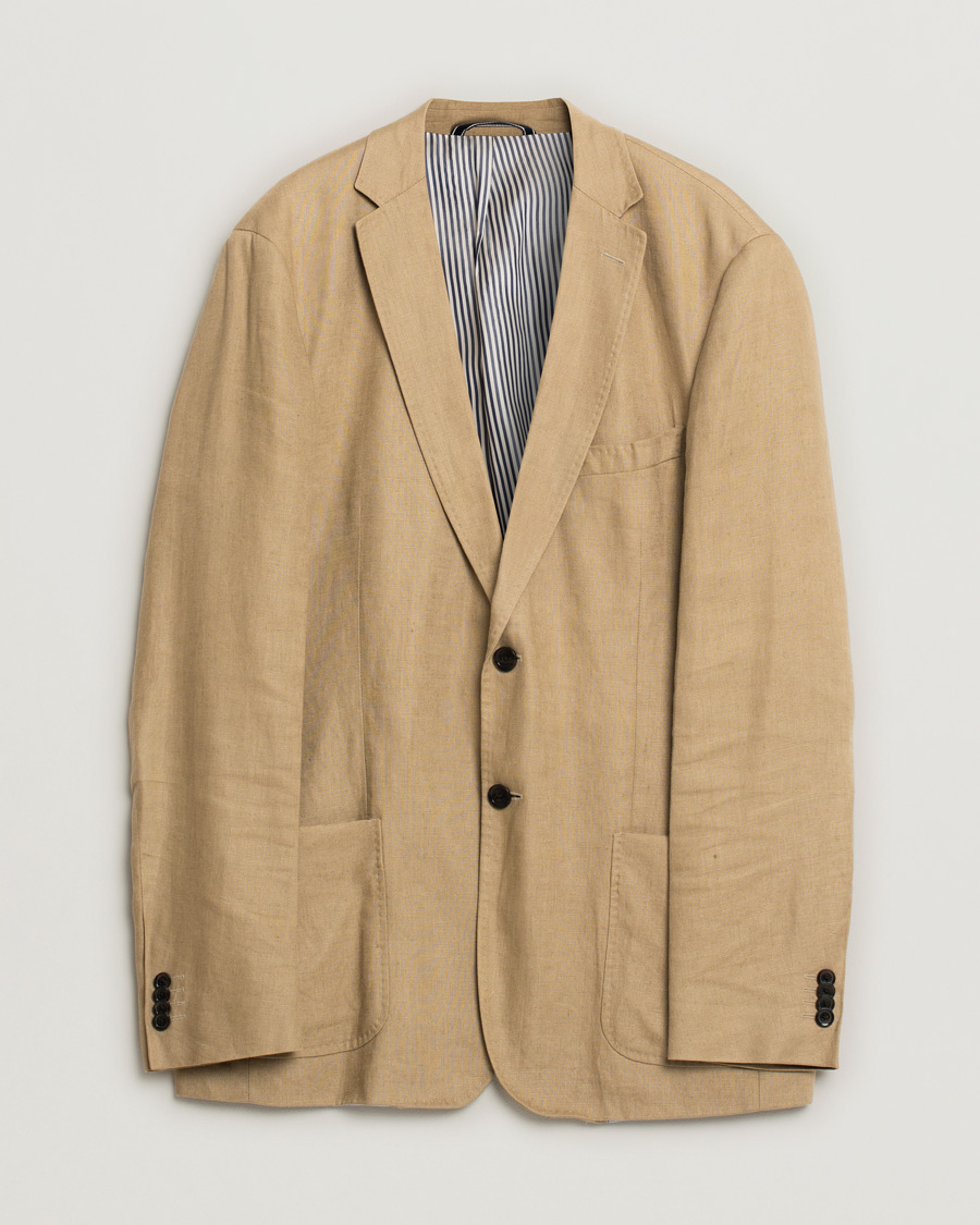 Hombres | Blazers | Pre-owned | GANT Tailored fit Linen Blazer Beige 52