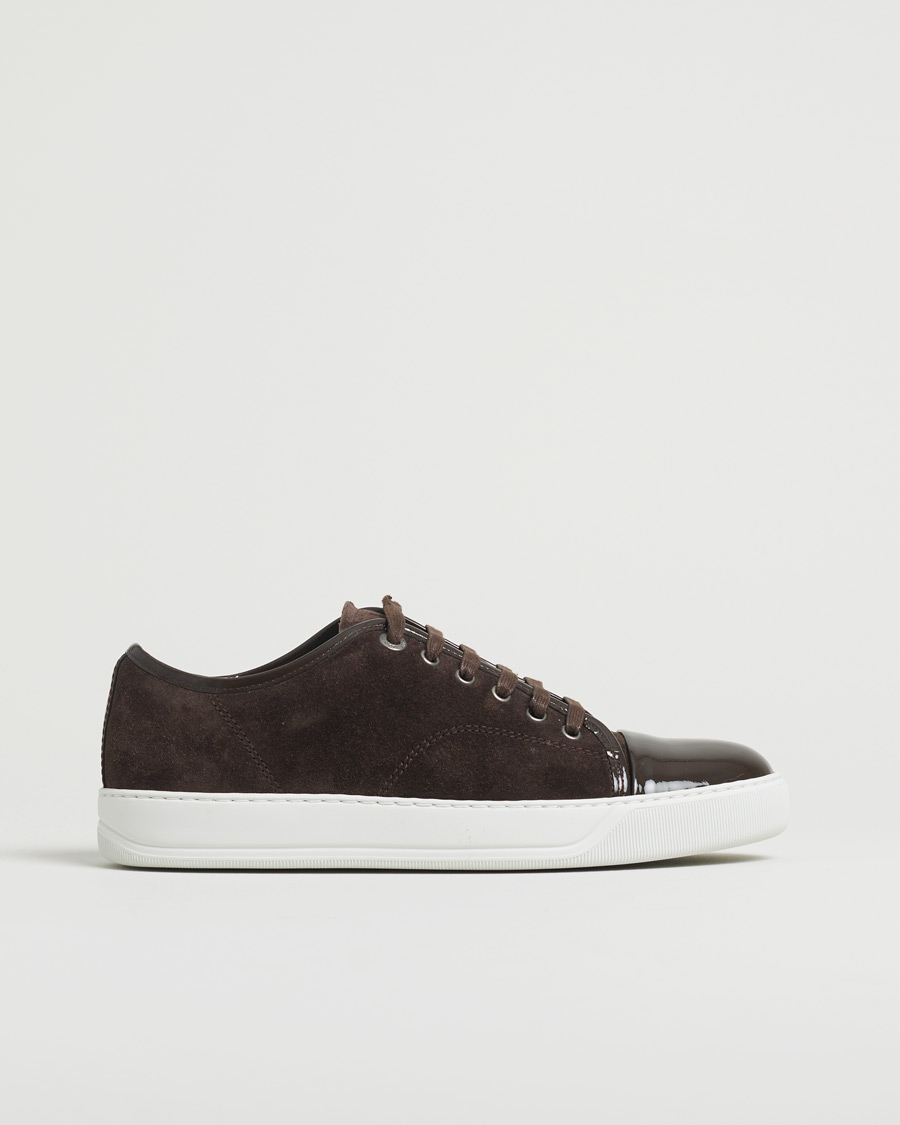 Hombres | Lanvin Patent Cap Toe Sneaker Dark Brown | Pre-owned | Lanvin Patent Cap Toe Sneaker Dark Brown