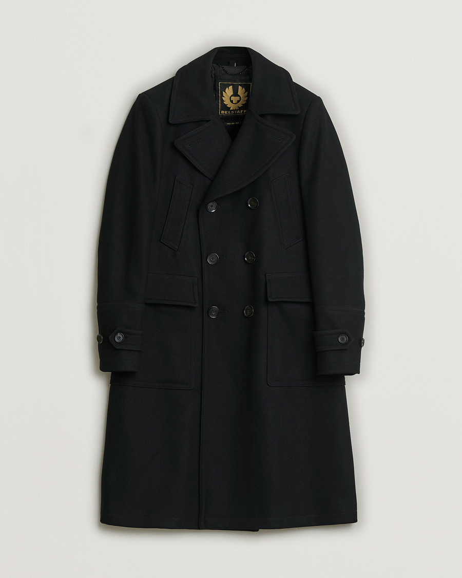 Hombres | Belstaff Milford Wool Coat Black 46 | Pre-owned | Belstaff Milford Wool Coat Black 46
