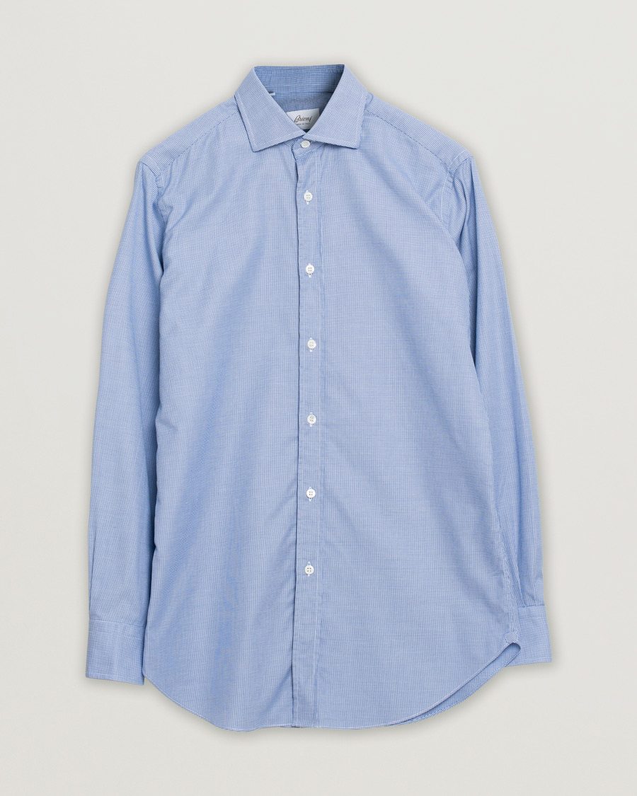 Hombres | Camisas | Pre-owned | Brioni Slim Fit Micro Structure Dress Shirt Light Blue