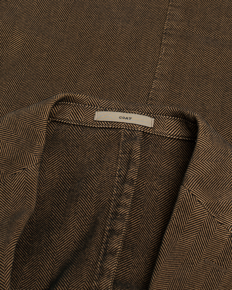 Hombres | Blazers | Pre-owned | Boglioli Cotton Herringbone Blazer Brown 54