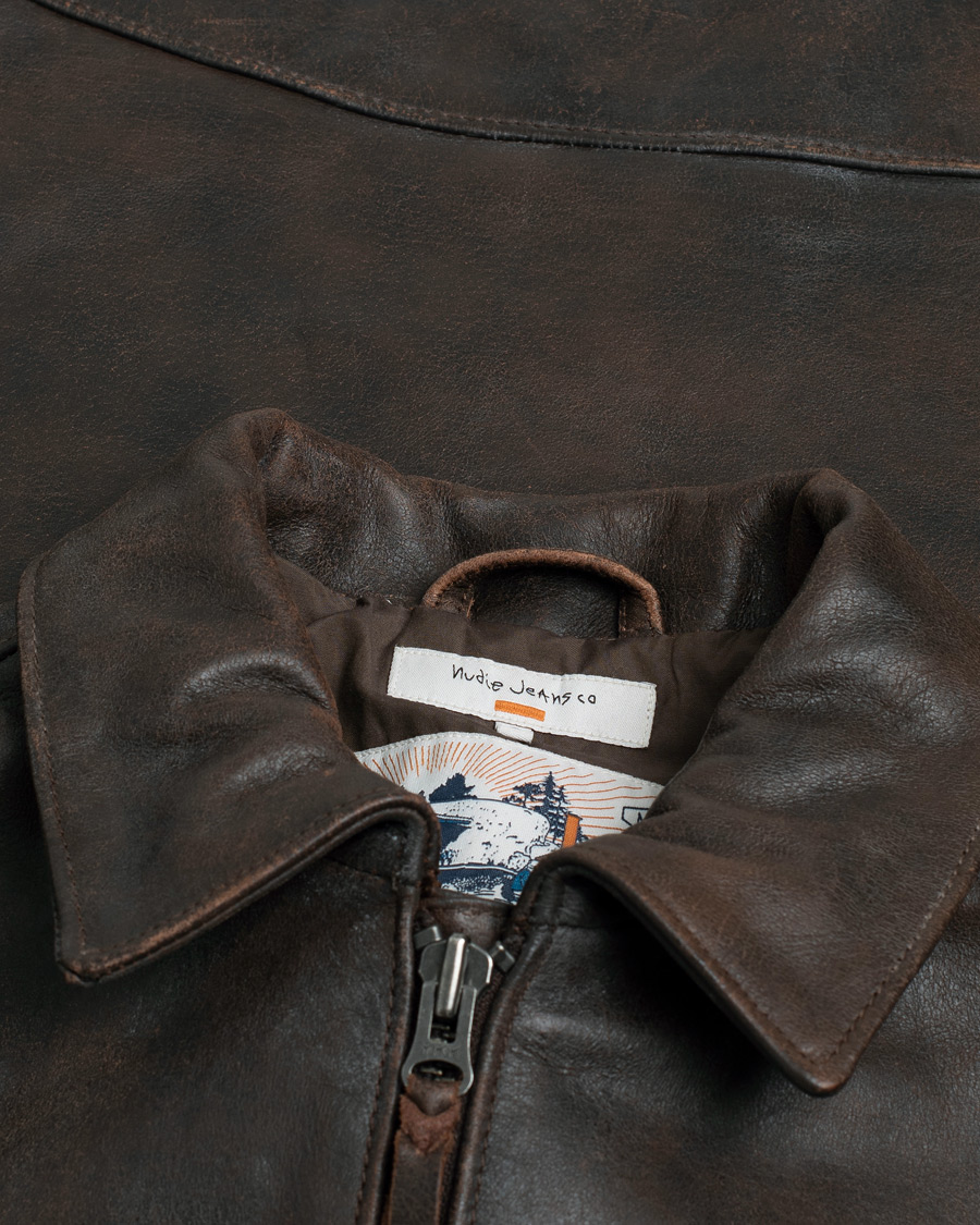 Hombres | Abrigos y chaquetas | Pre-owned | Nudie Jeans Eddy Rider Leather Jacket Brown L