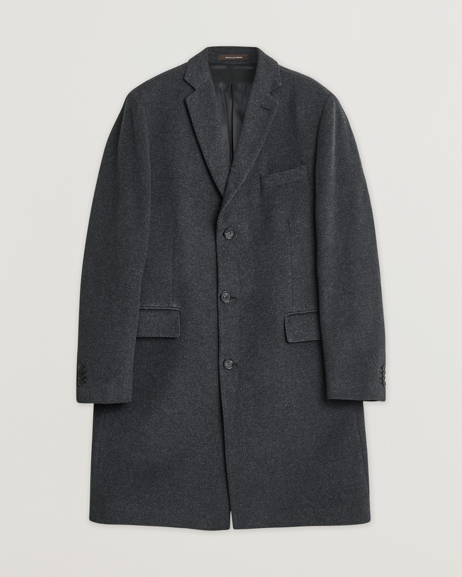 Hombres | Oscar Jacobson Savile Row Wool/Cashmere Coat Dark Grey 52 | Pre-owned | Oscar Jacobson Savile Row Wool/Cashmere Coat Dark Grey 52