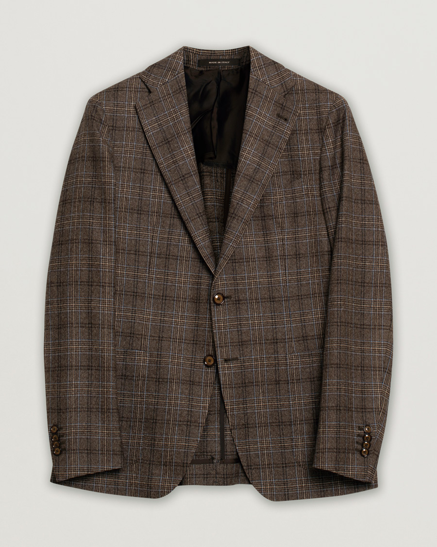 Hombres | Blazers | Pre-owned | Tagliatore Check Wool Blazer Brown 48