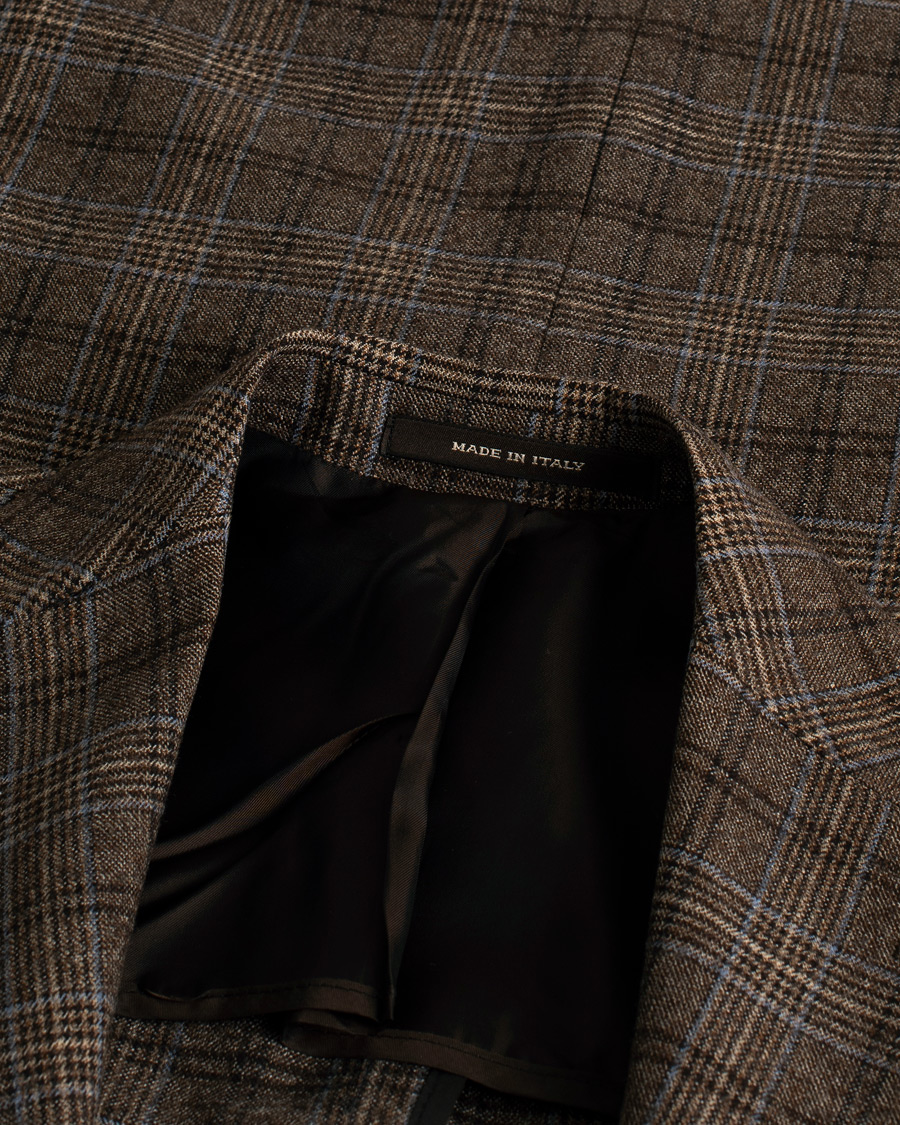 Hombres | Blazers | Pre-owned | Tagliatore Check Wool Blazer Brown 48