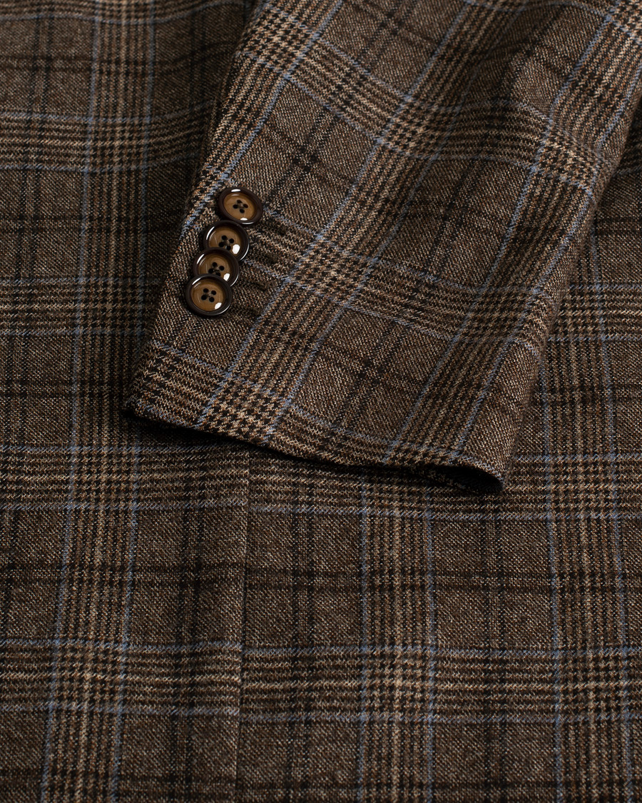 Hombres | Blazers | Pre-owned | Tagliatore Check Wool Blazer Brown 48