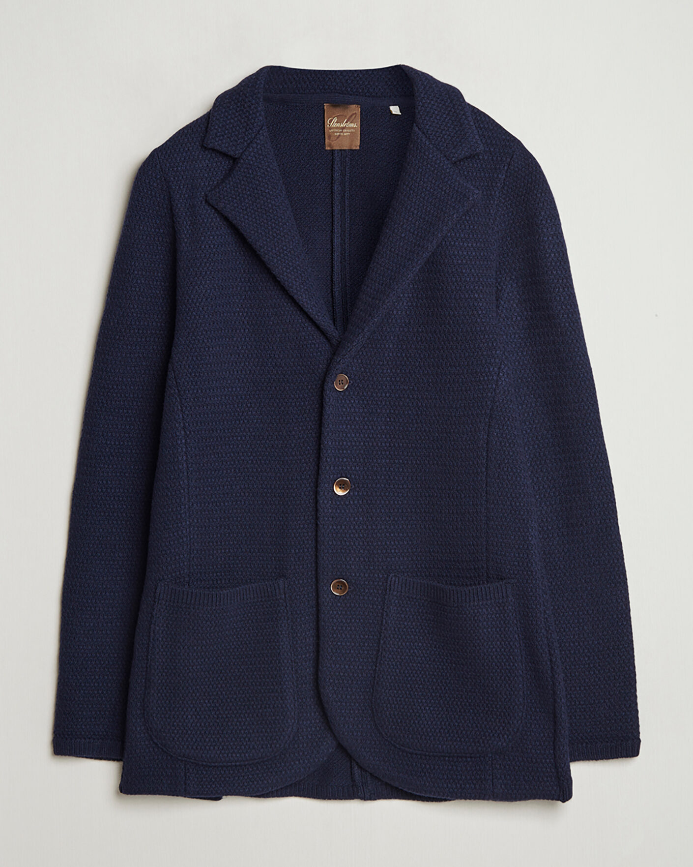 Hombres | Pre-owned Blazers | Pre-owned | Stenströms Knitted Textured Merino Wool Blazer Navy M