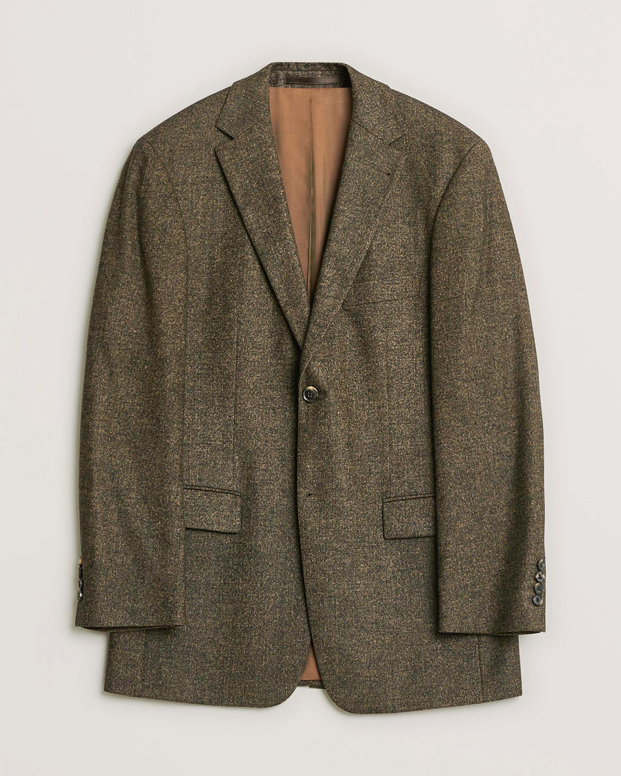 Hombres | Pre-owned Blazers | Pre-owned | BOSS Vintage Wool Herringbone Blazer Brown 48