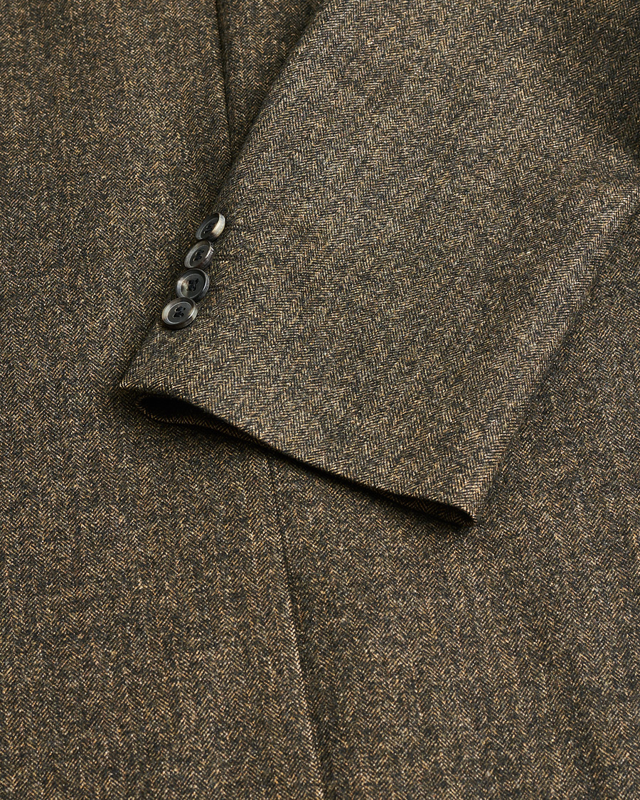 Hombres | Pre-owned Blazers | Pre-owned | BOSS Vintage Wool Herringbone Blazer Brown 48