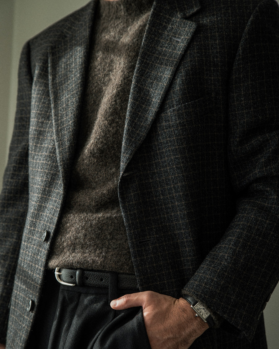 Hombres | Pre-owned Blazers | Pre-owned | Ermenegildo Zegna Vintage Wool Checked Blazer Dark Grey 50