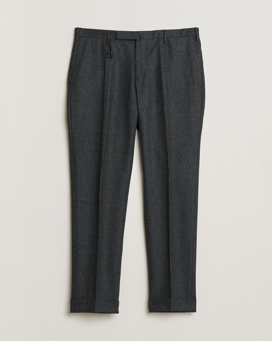 Hombres | Pre-owned Pantalones | Pre-owned | Incotex Slim Fit Flannel Trousers Dark Grey Check 50