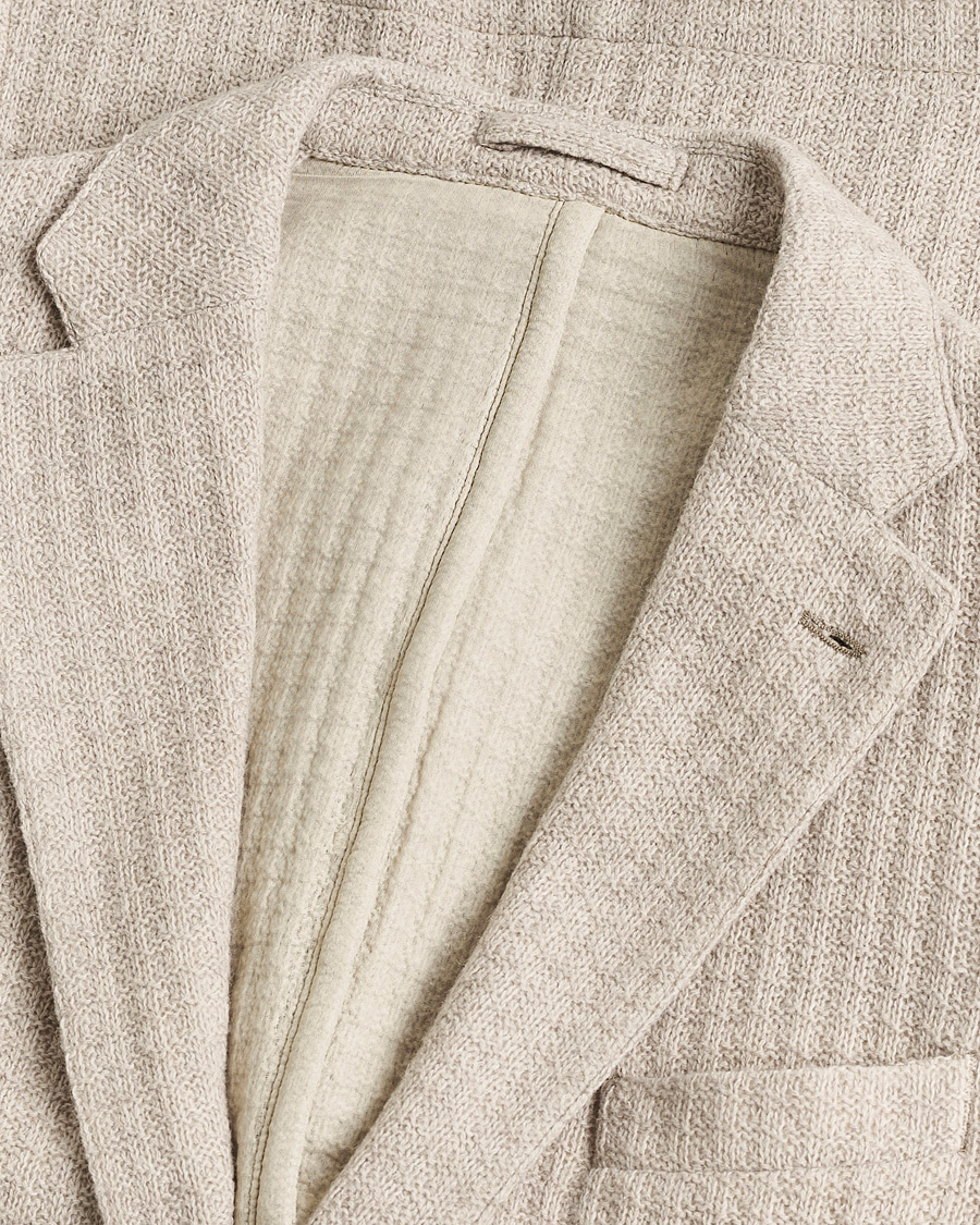 Hombres | Pre-owned Blazers | Pre-owned | L.B.M. 1911 Knitted Punto Wool Structure Blazer Camel 54