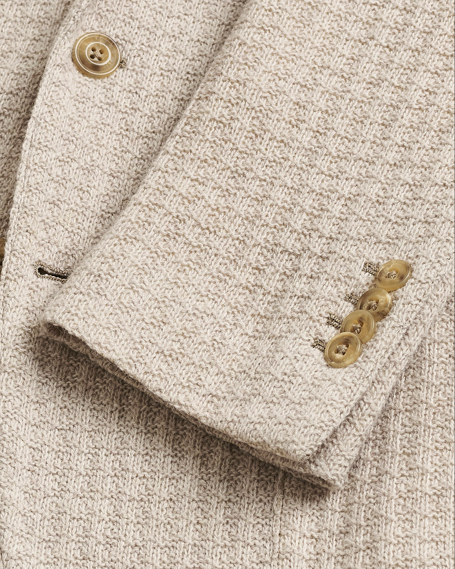 Hombres | Pre-owned Blazers | Pre-owned | L.B.M. 1911 Knitted Punto Wool Structure Blazer Camel 54