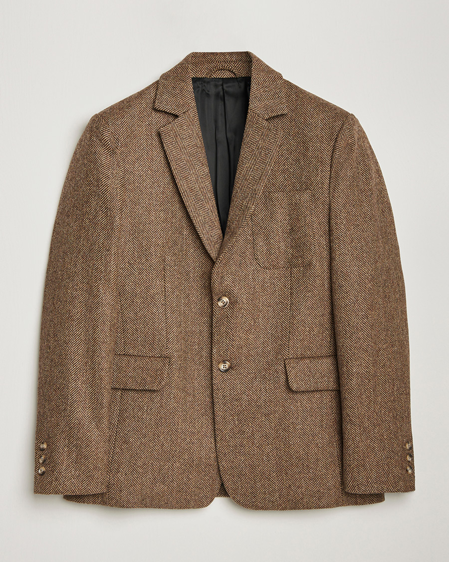 Hombres | Pre-owned Blazers | Pre-owned | Palmes Blaze Herringbone Wool Sport Coat Brown 46