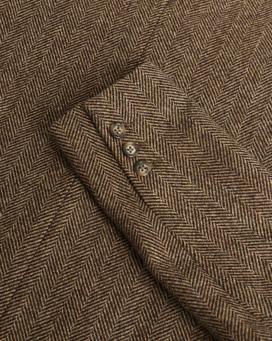 Hombres | Pre-owned Blazers | Pre-owned | Palmes Blaze Herringbone Wool Sport Coat Brown 46