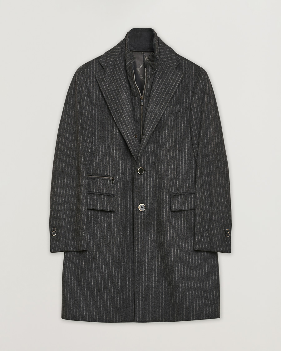 Hombres | Abrigos y chaquetas | Pre-owned | Corneliani ID Wool Zip Coat Charcoal Pinstripe 50