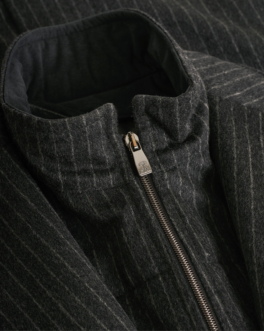 Hombres | Abrigos y chaquetas | Pre-owned | Corneliani ID Wool Zip Coat Charcoal Pinstripe 50