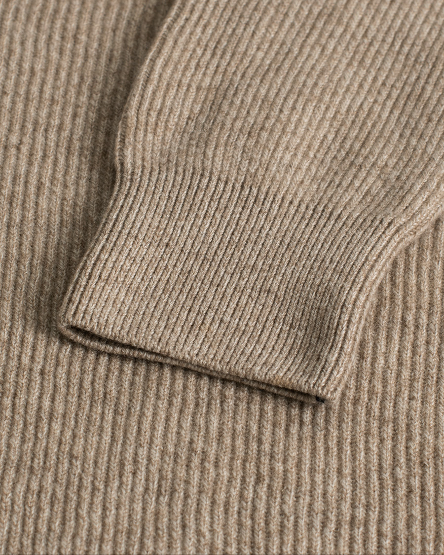 Hombres | Jerséis y prendas de punto | Pre-owned | Fioroni Puro Filo Cashmere Rib Crewneck Beige 48