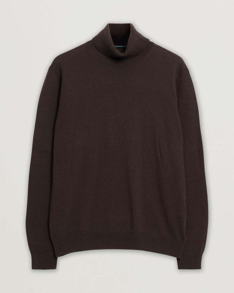 Hombres | Zanone Virgin Wool/Cashmere Rollneck Brown 50 | Pre-owned | Zanone Virgin Wool/Cashmere Rollneck Brown 50