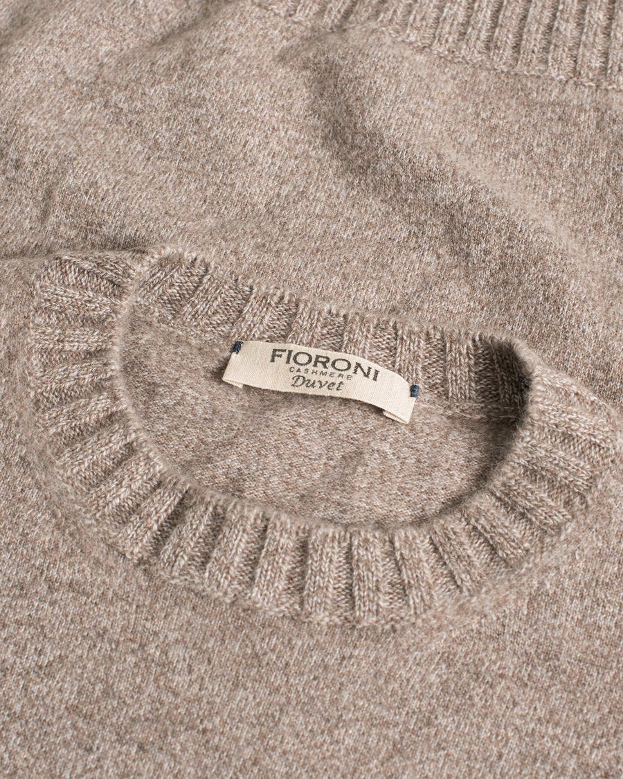 Hombres | Jerséis y prendas de punto | Pre-owned | Fioroni Cashmere Crew Neck Light Brown Melange 46