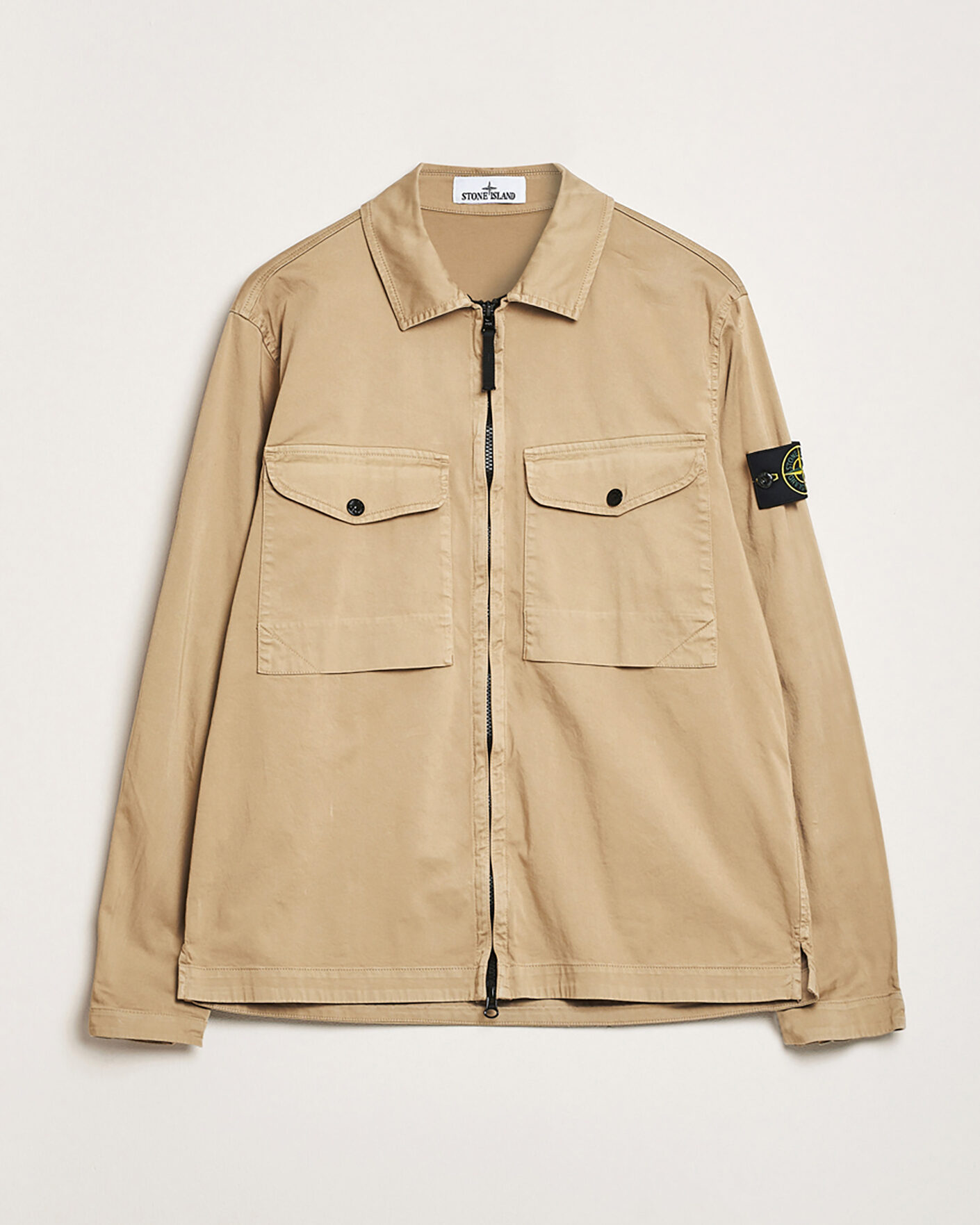 Hombres | Pre-owned Chaquetas | Pre-owned | Stone Island Cotton Stretch Zip Overshirt Biscuit XL