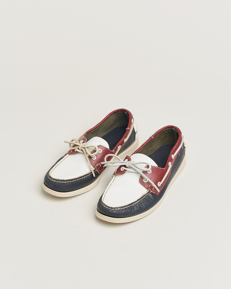 Hombres | Sebago Docksides Navy/Red/White US11,5 - EU46 | Pre-owned | Sebago Docksides Navy/Red/White US11,5 - EU46