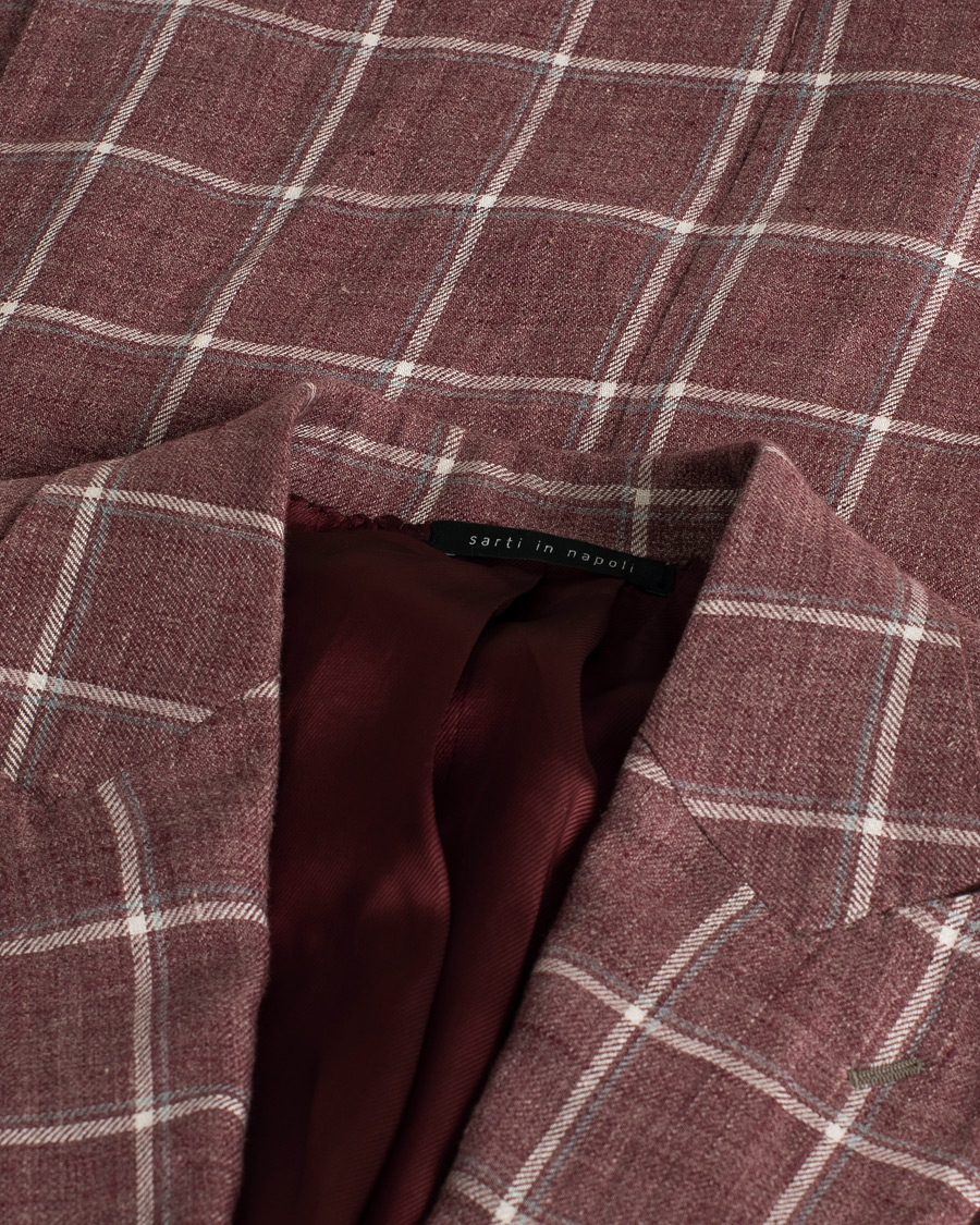 Hombres | Blazers | Pre-owned | Gaiola Napoli Double Breasted Linen Blazer Merlot 50
